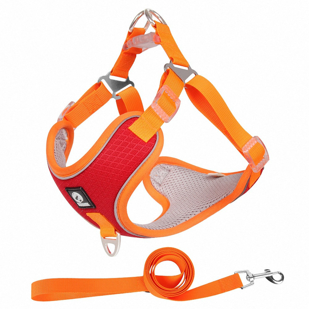 Breathable Adjustable Pet Harness With Matching Leash Set