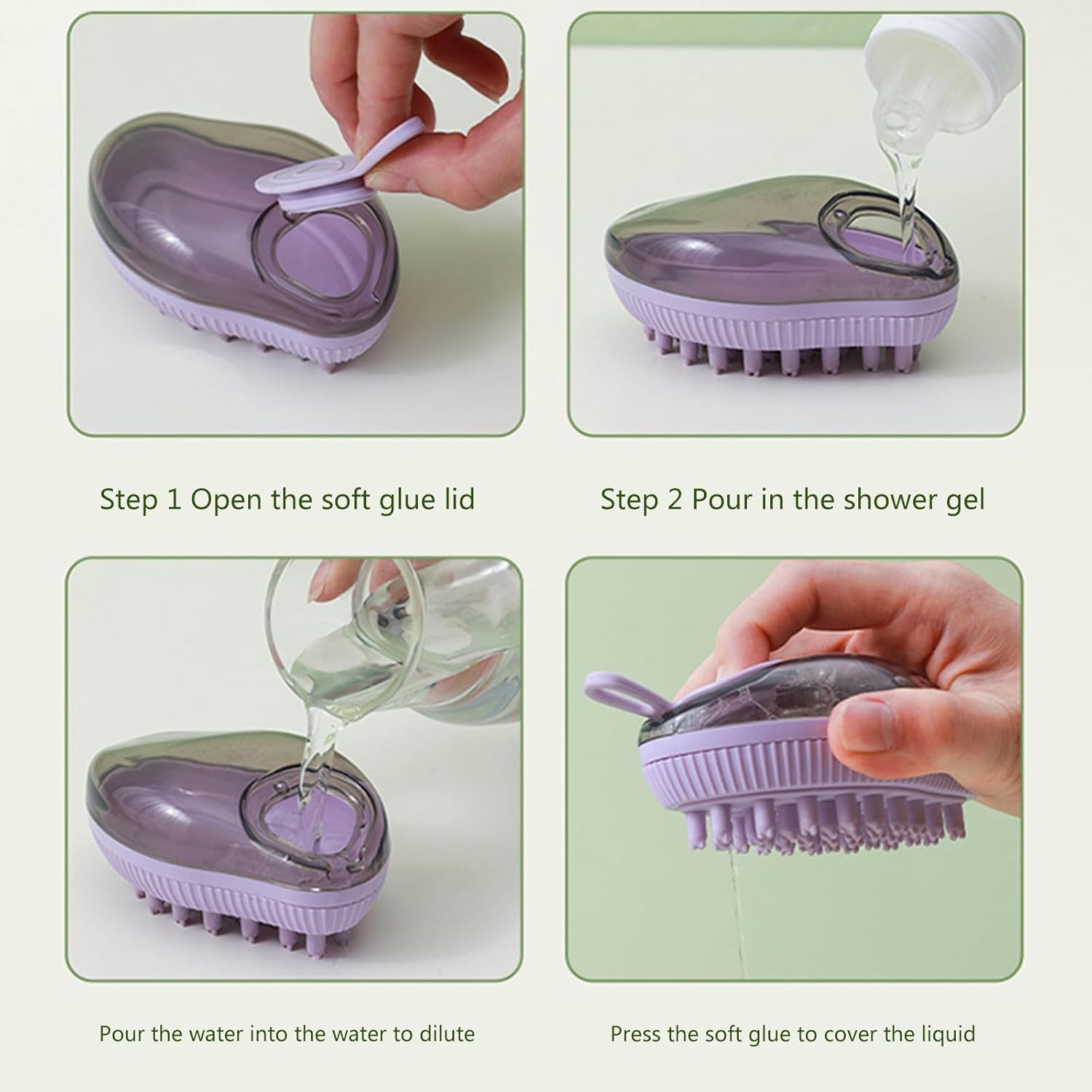 Silicone Pet Bath Massage Brush With Soap Dispenser Grooming