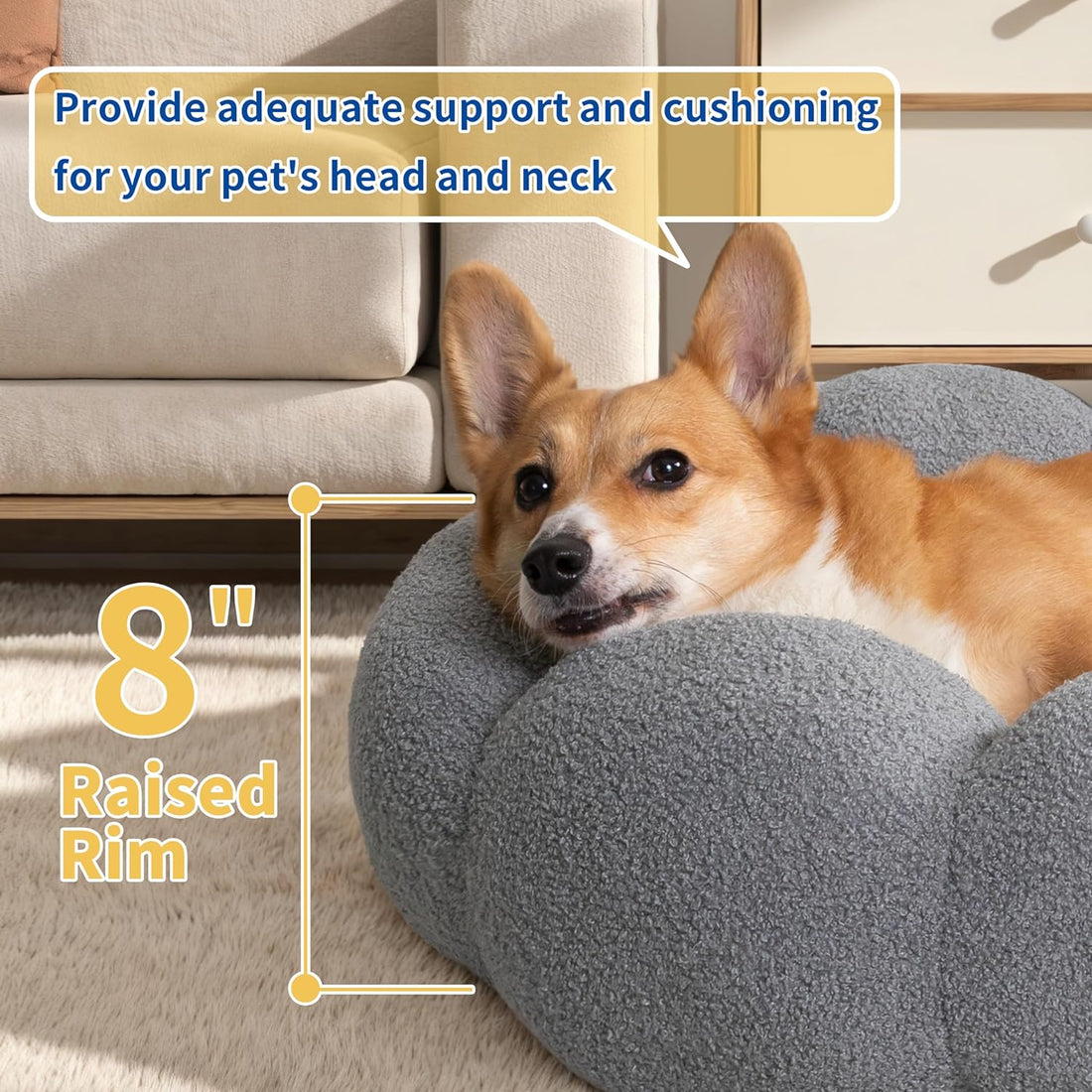 Calming Fluffy Pet Bed Round Donut Plush Cuddler