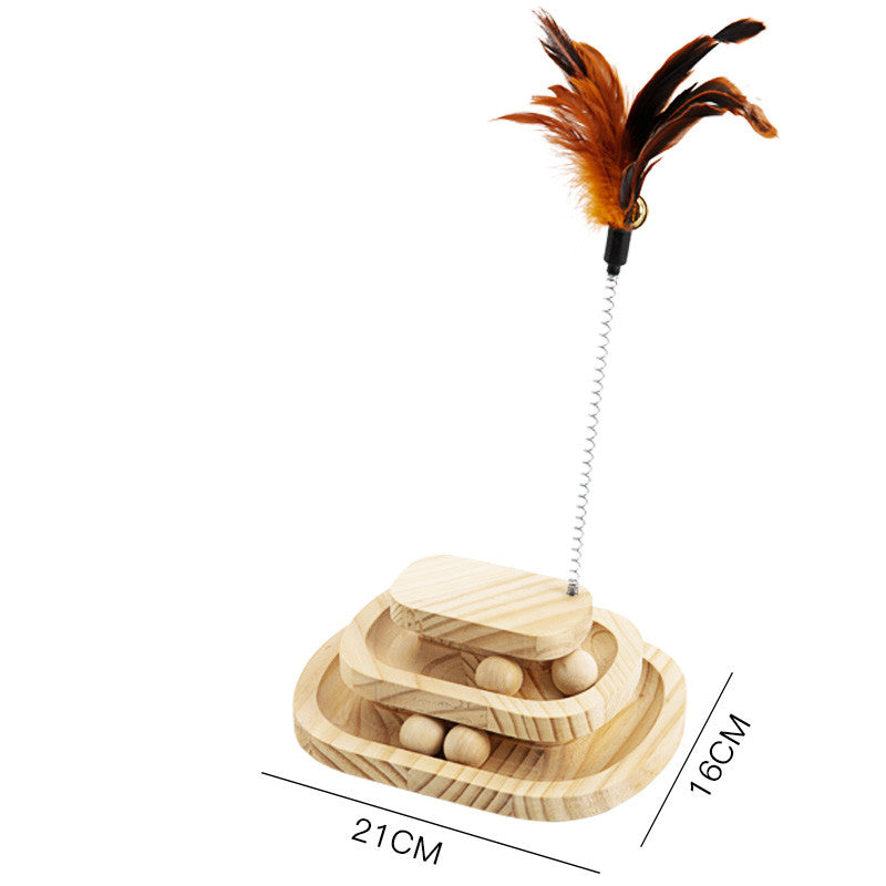 Solid Wood Turntable Bite-Resistant Interactive Pet Toy