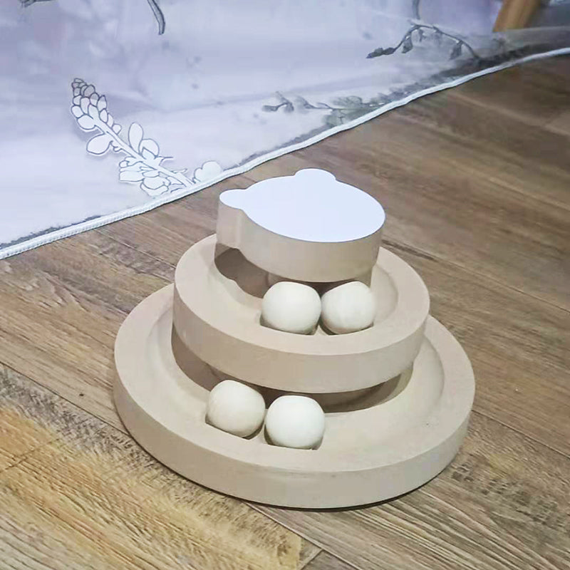 Solid Wood Turntable Bite-Resistant Interactive Pet Toy