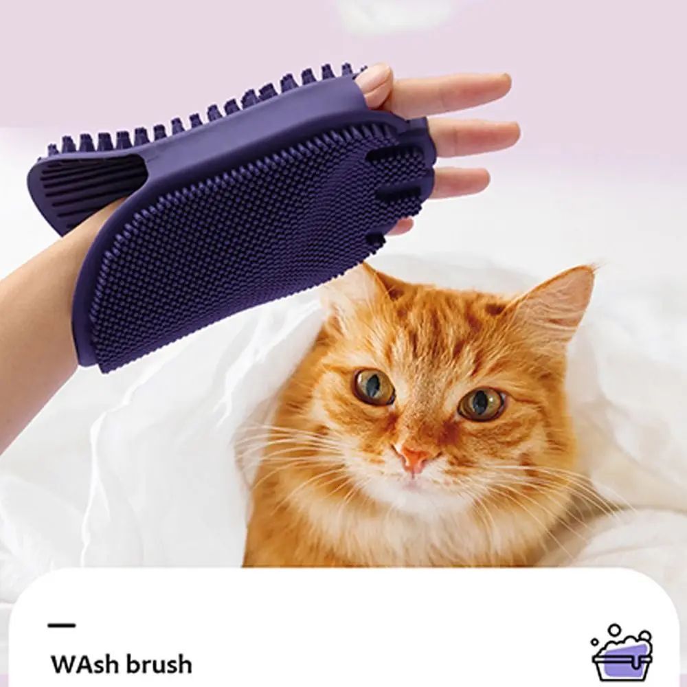 Dual-Sided Pet Grooming Brush Soft Bristle Massage Shampoo Tool